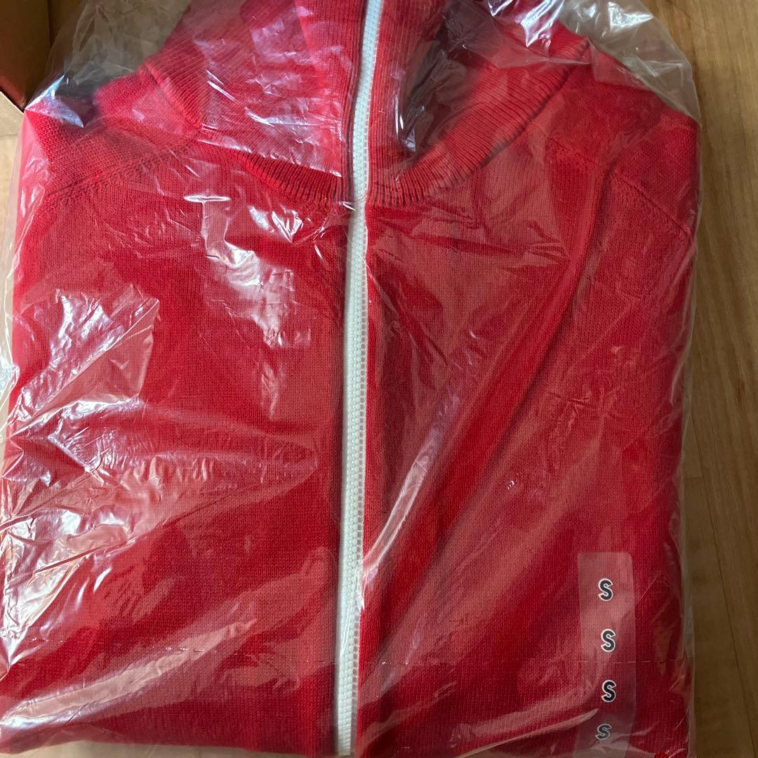 オンライン完売中ミラノリブフルジップカーディガン即日即完Red Sサイズ！！