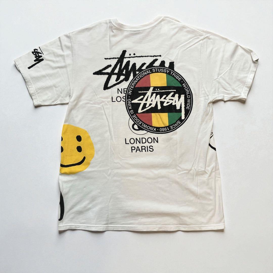 ステューシーSTUSSY×CPFM 限定コラボ ラスタ プリントTシャツ 白 L