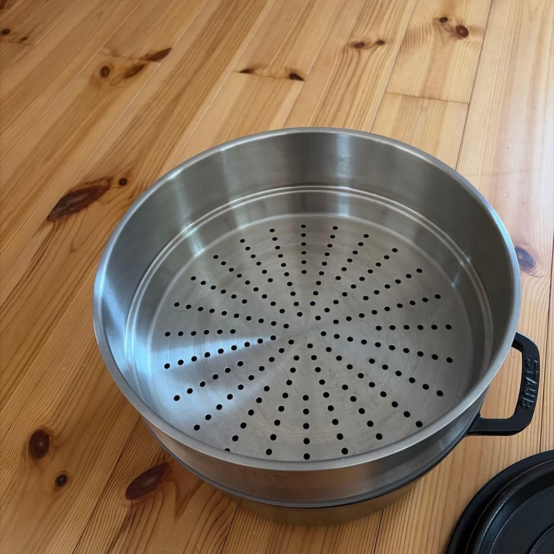 staub ピコココット ラウンド ブラック 26cm スチーマー付き