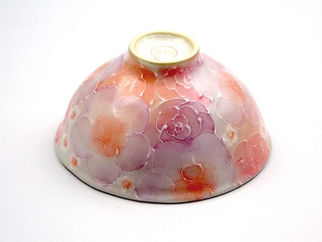 新品　工房ゆずりは　飯碗　釉彩紅花　ご飯茶碗　母の日　プレゼント　記念品