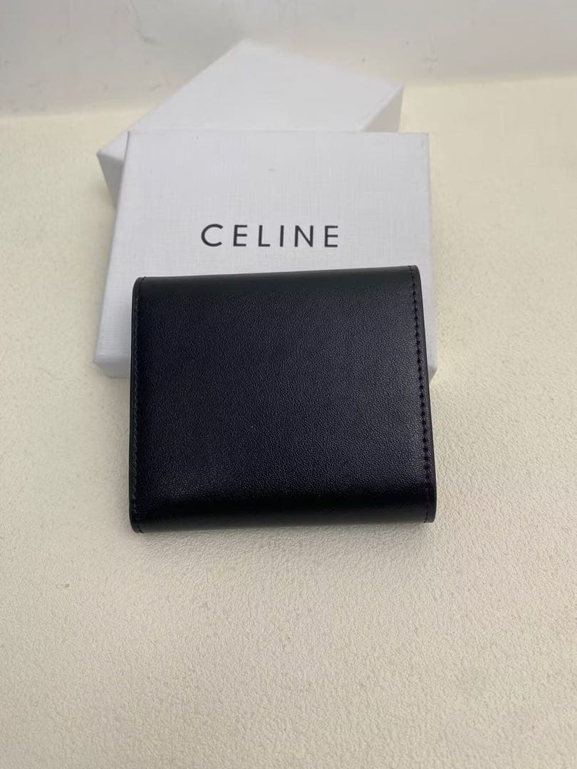 CELINE トリオンフ コンパクト ウォレット 三つ折り ブラック