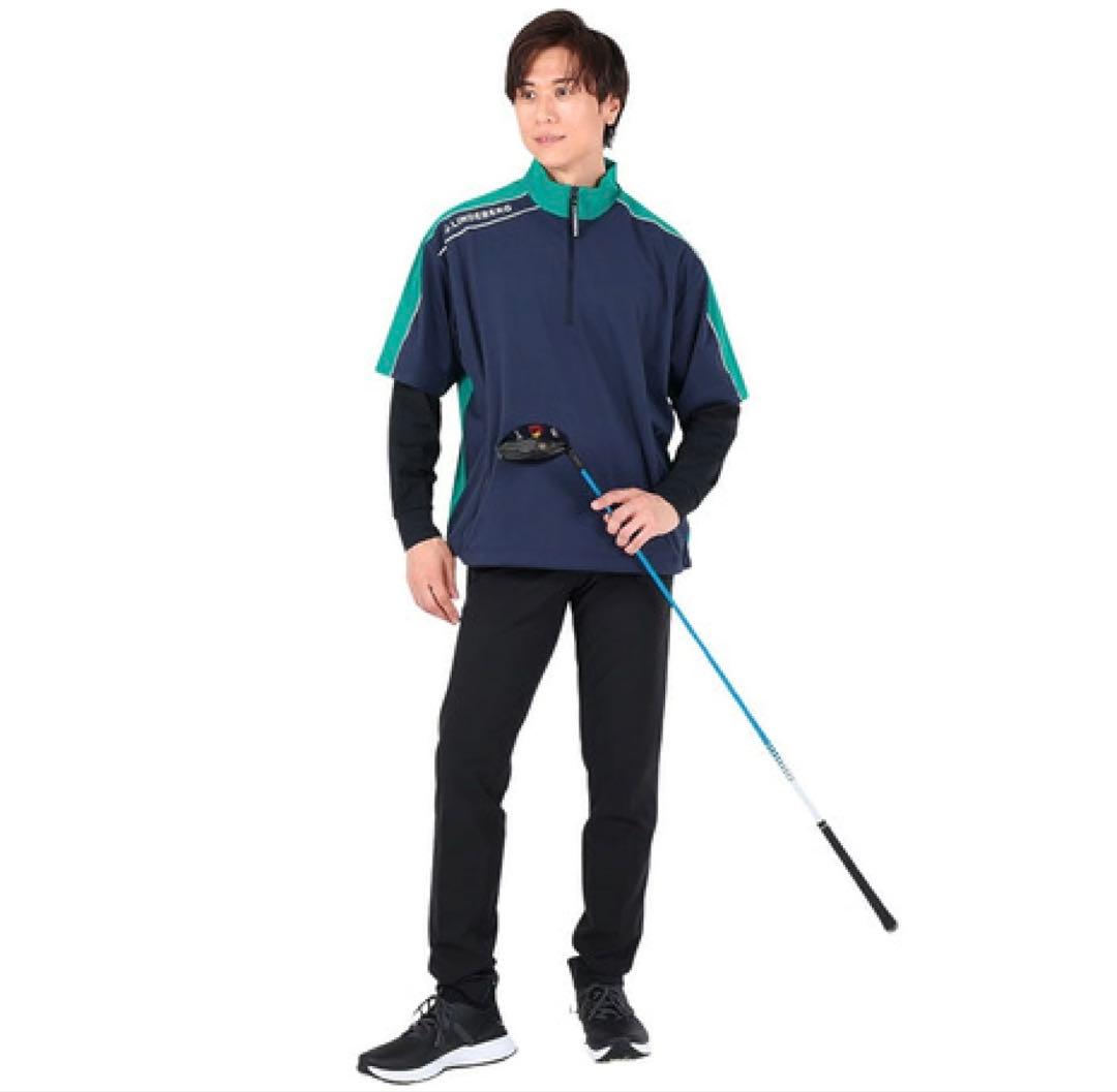 新品　J.LINDEBERG 半袖ハーフジップウィンドーブレーカー メンズL