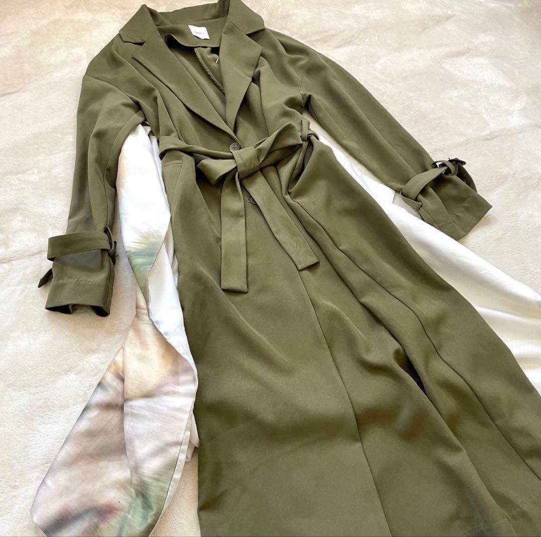 Ameri ISABELLA BACK LAYERED JACKET カーキ