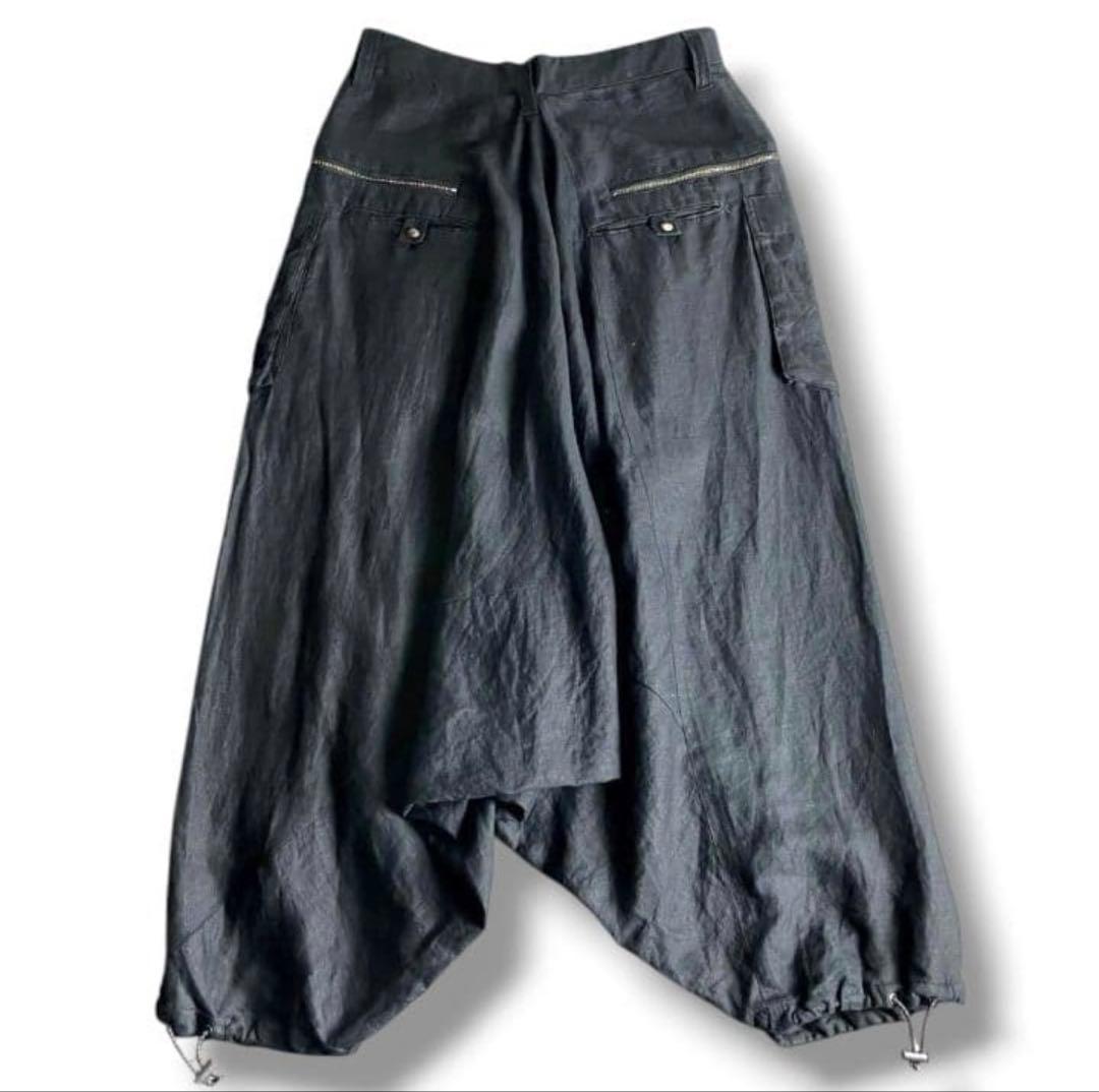 PPFM ブラック サルエルパンツ ドローストリング付き