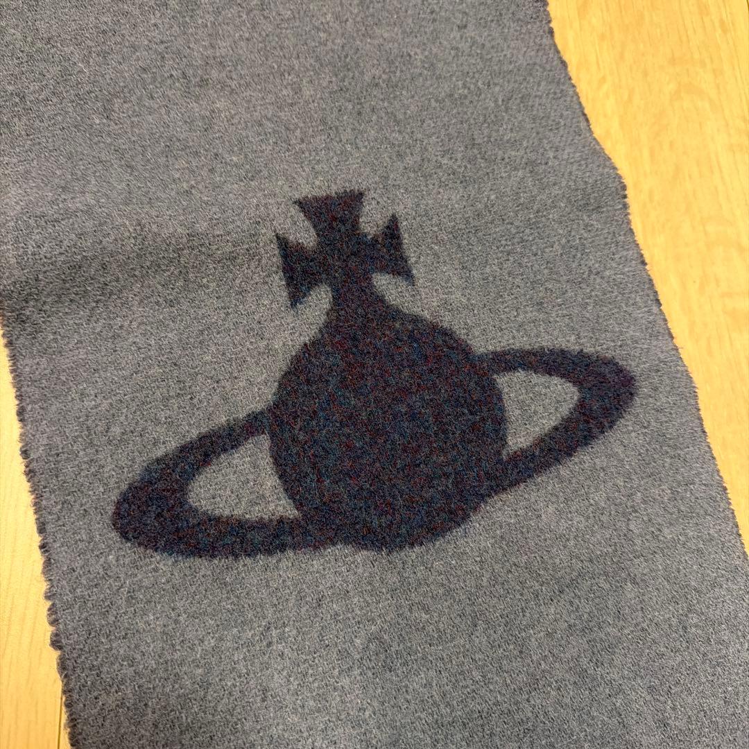 Vivienne Westwood マフラー ネイビー/グレー　ウール