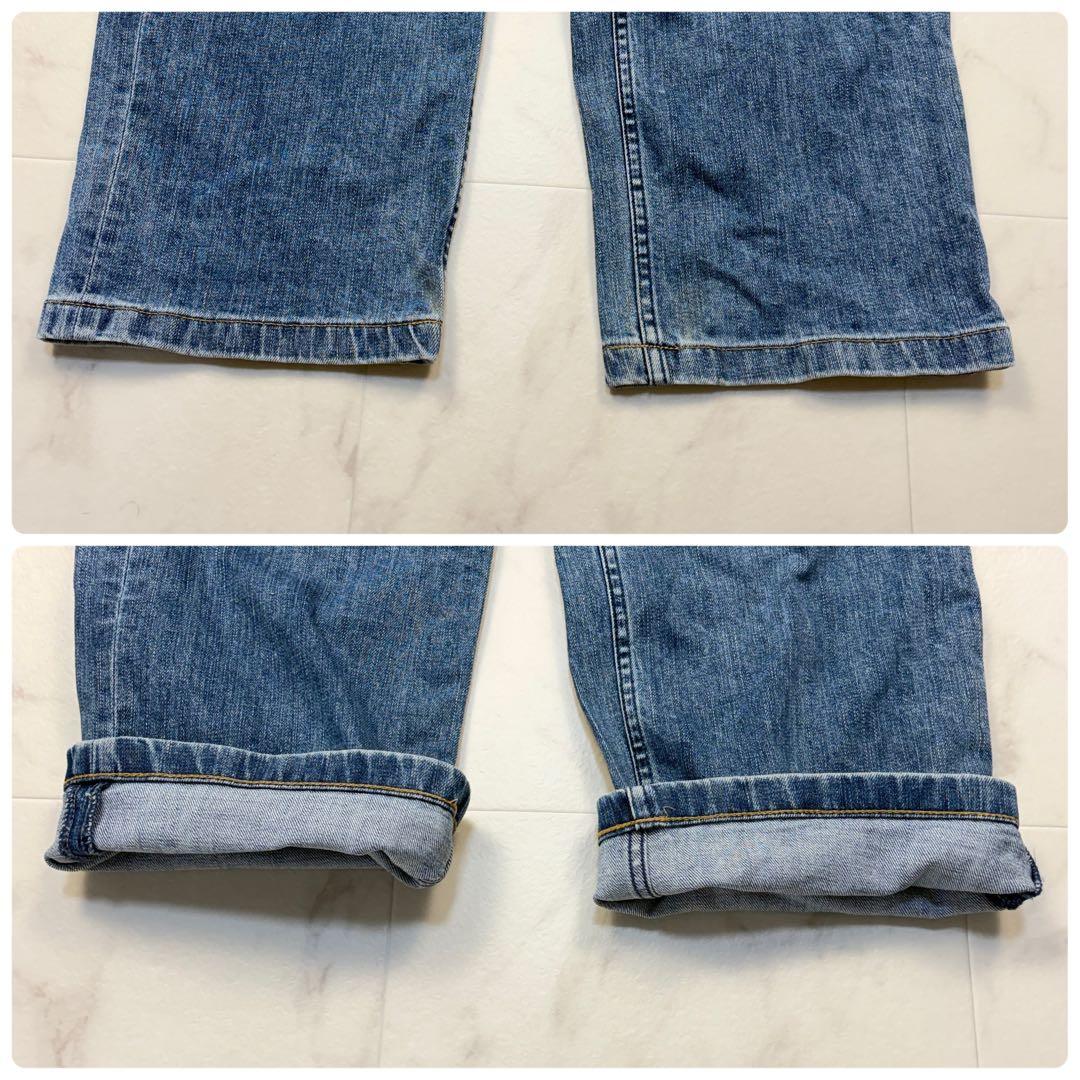 ヤヌーク　リリス　ワイドストレート　日本製　25 デニムパンツ　ストレッチ　青