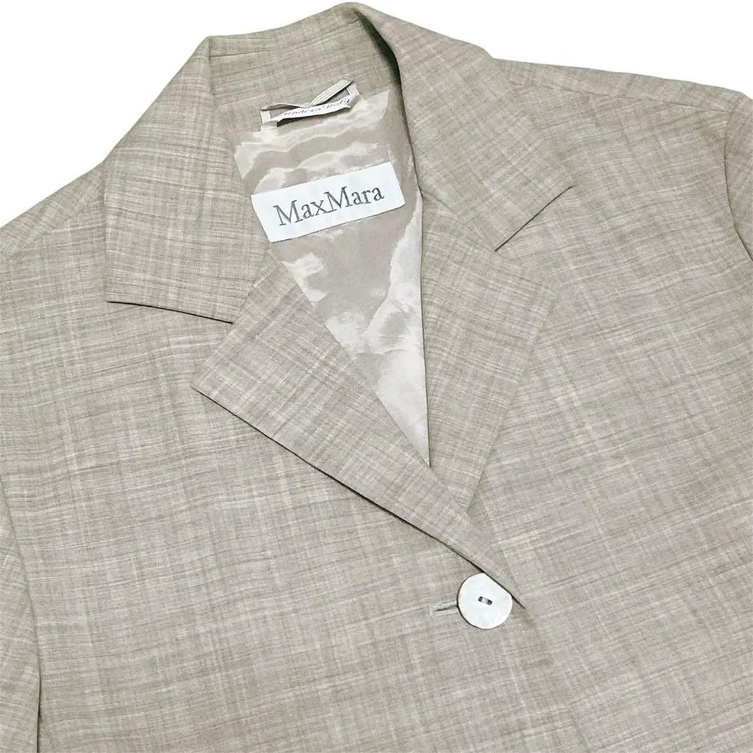 美品✨MaxMara テーラードジャケット白タグ　イタリア製ウール94グレージュ