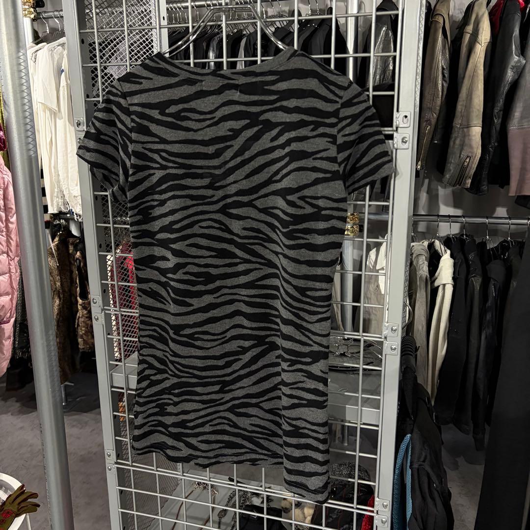Y2K グランジ　ドクロ　ラメ　キラキラ　ゼブラ　ピチT 半袖　tシャツ