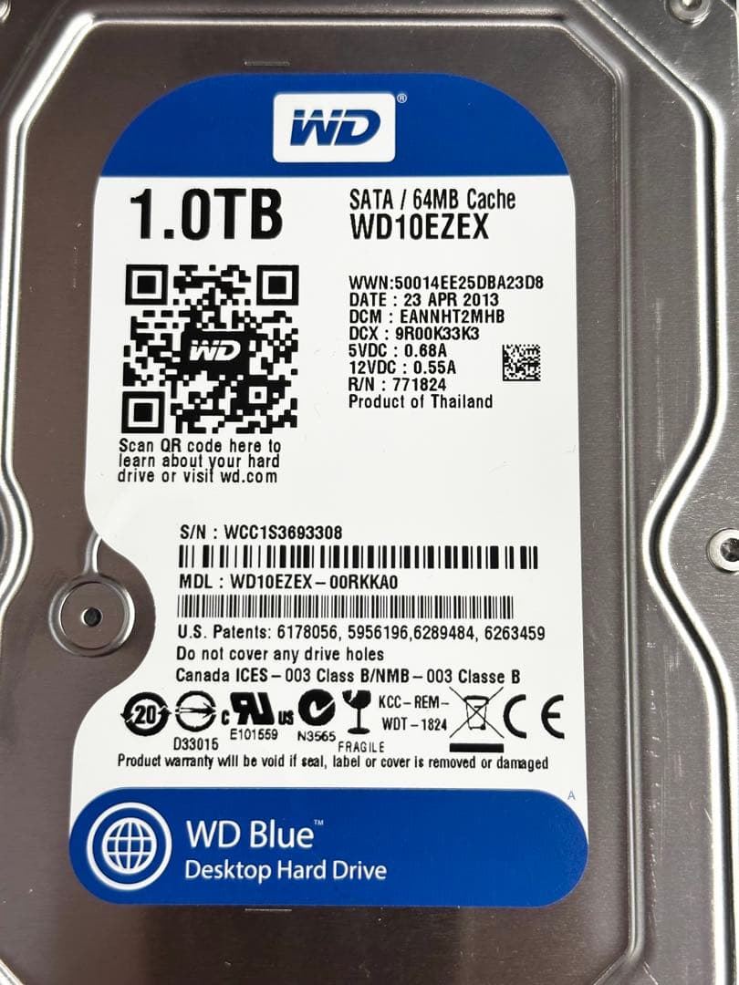 WD Blue 1TB HDD WD10EZEX 4台セット 正常動作品