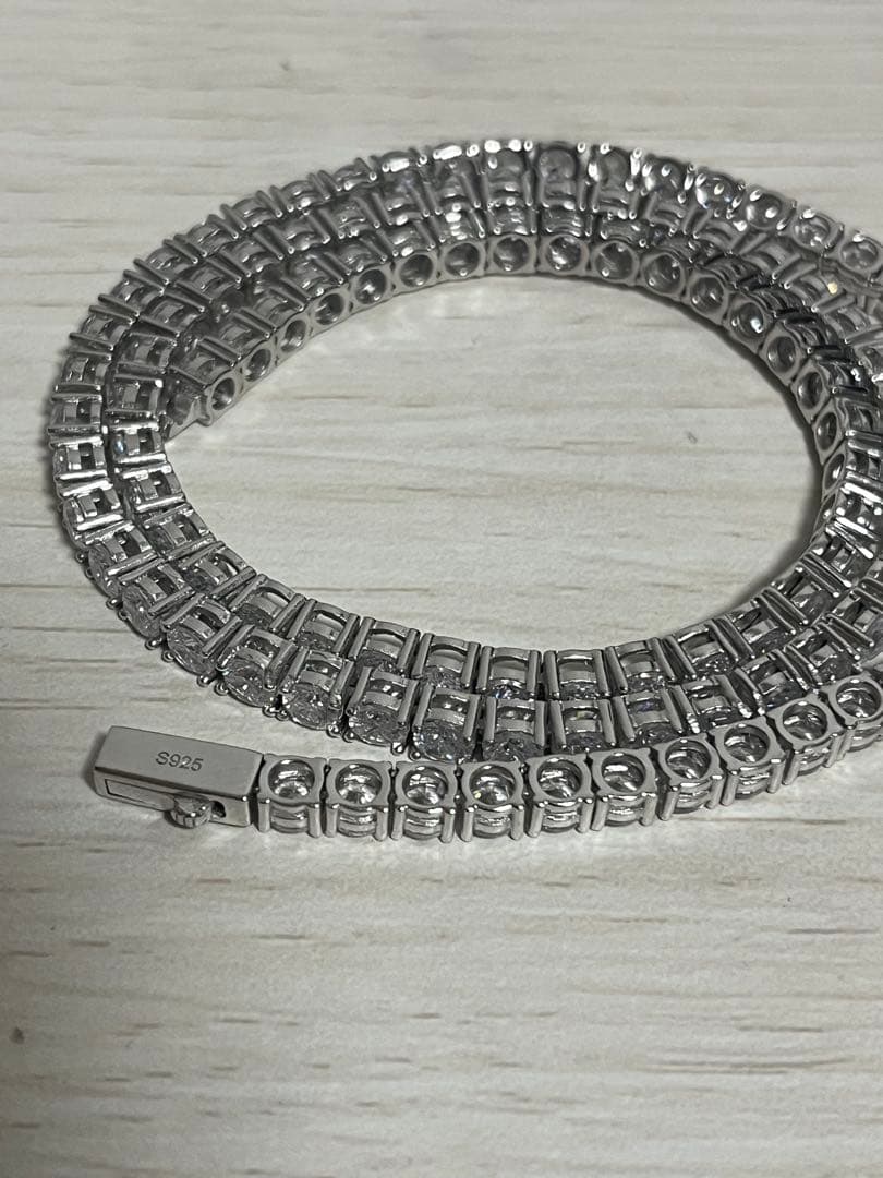 $ole only S925 Silver CZ Diamond テニスチェーン