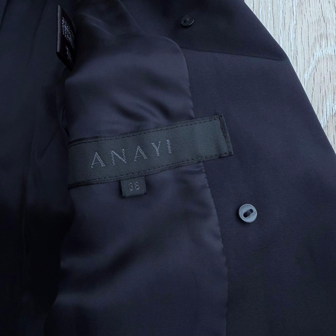 美品 ANAYI アナイ 高級 トレンチコート ネイビー 38 M ベルト付き