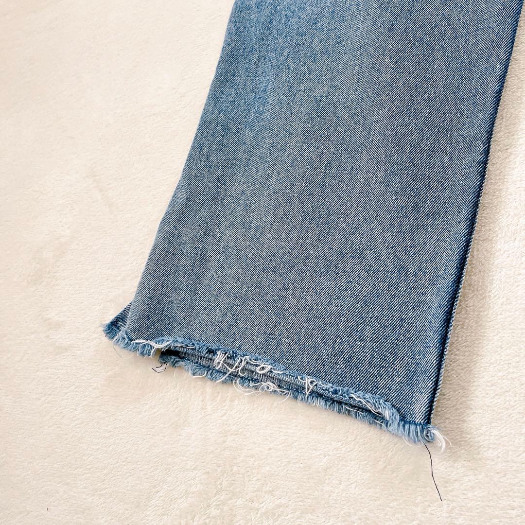 全骨格美脚見え！ MONN.:. モンslit DENIM ブルー 38 M