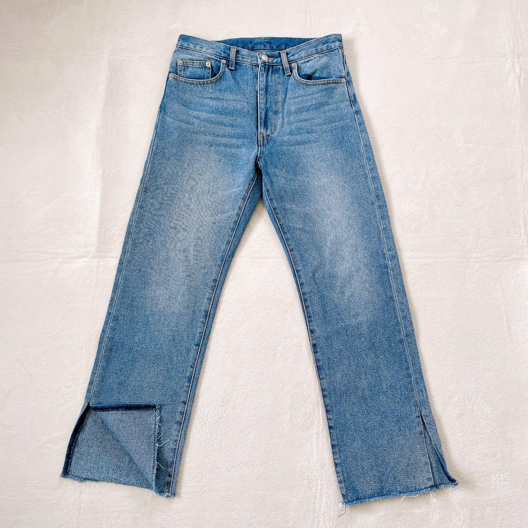 全骨格美脚見え！ MONN.:. モンslit DENIM ブルー 38 M