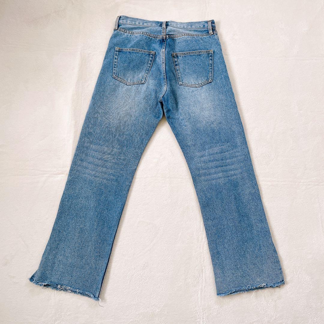 全骨格美脚見え！ MONN.:. モンslit DENIM ブルー 38 M