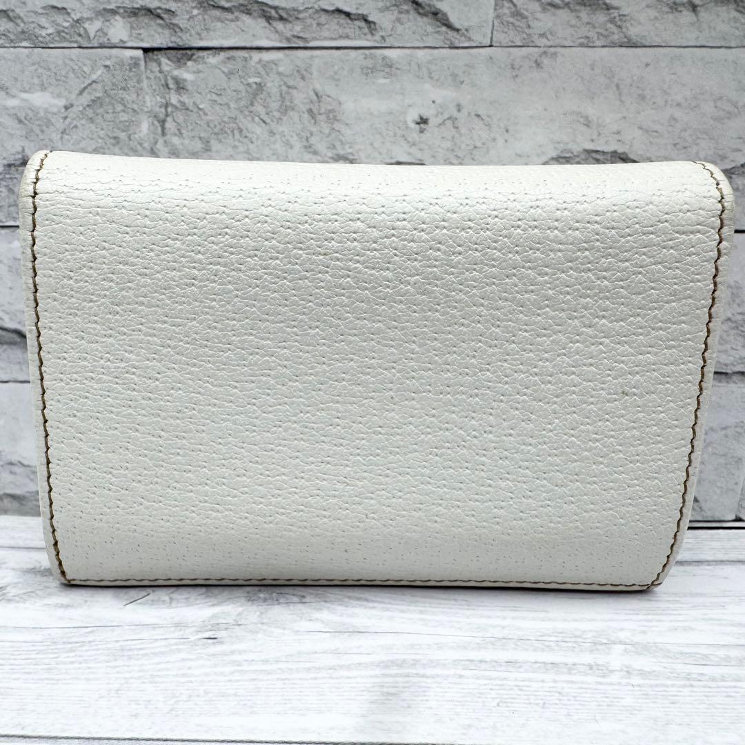 【美品】　GUCCI　名刺入れ　カードケース　レザー　ホワイト　GG　キャンバス