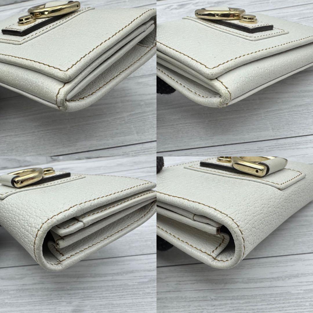 【美品】　GUCCI　名刺入れ　カードケース　レザー　ホワイト　GG　キャンバス