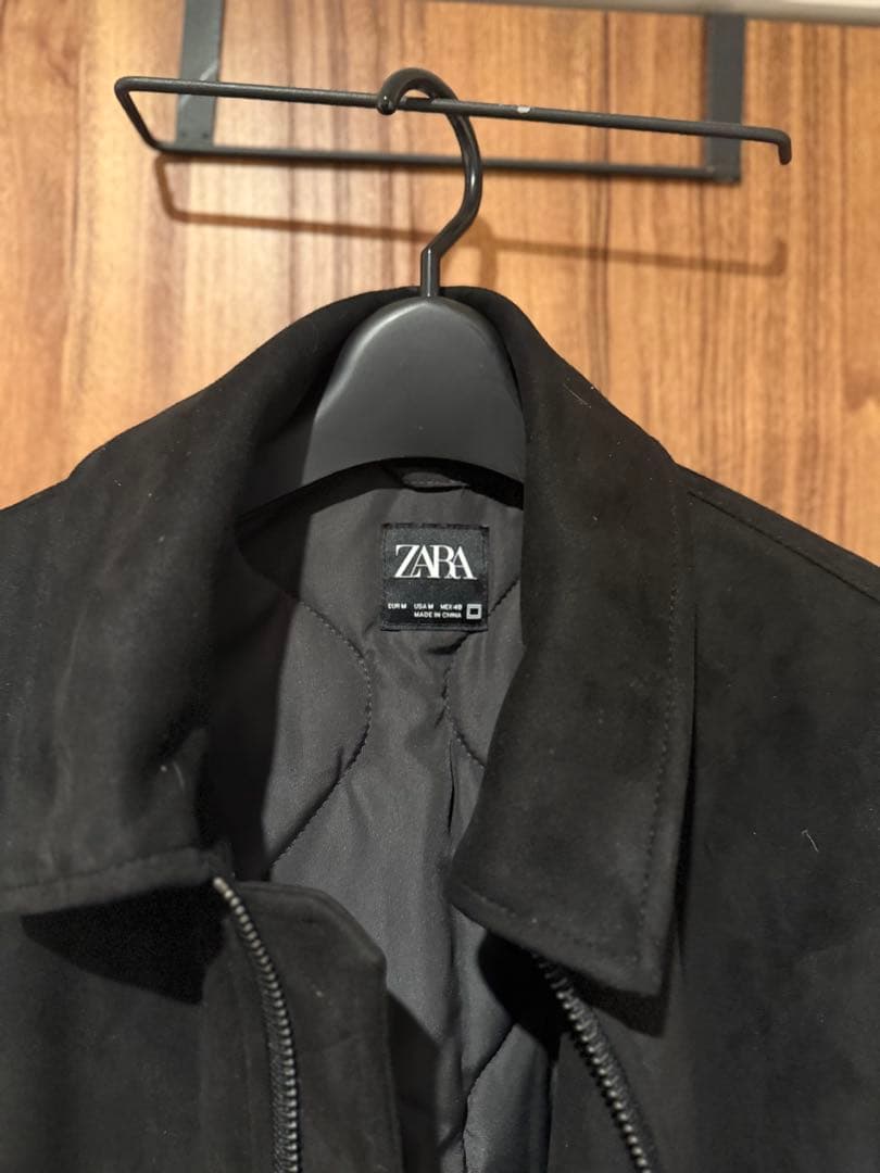 ZARA フェイクスエードキルティングジャケット 黒