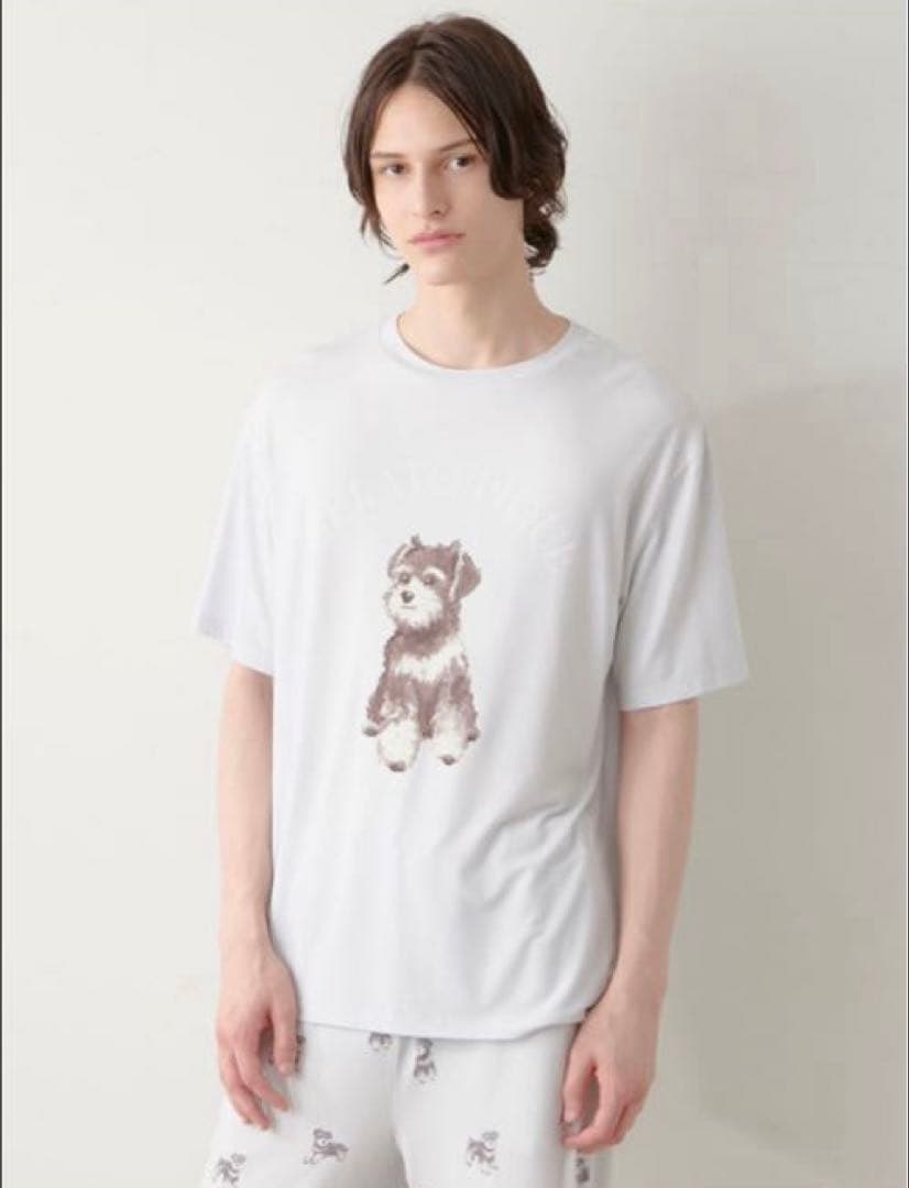 ジェラートピケ　可愛い♡シュナウザー柄Tシャツとハーフパンツの上下セット限定品