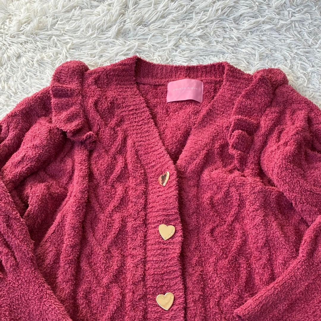 ジェラートピケ　ジェラピケ　WITHLOVE カーディガン　ハートボタン.