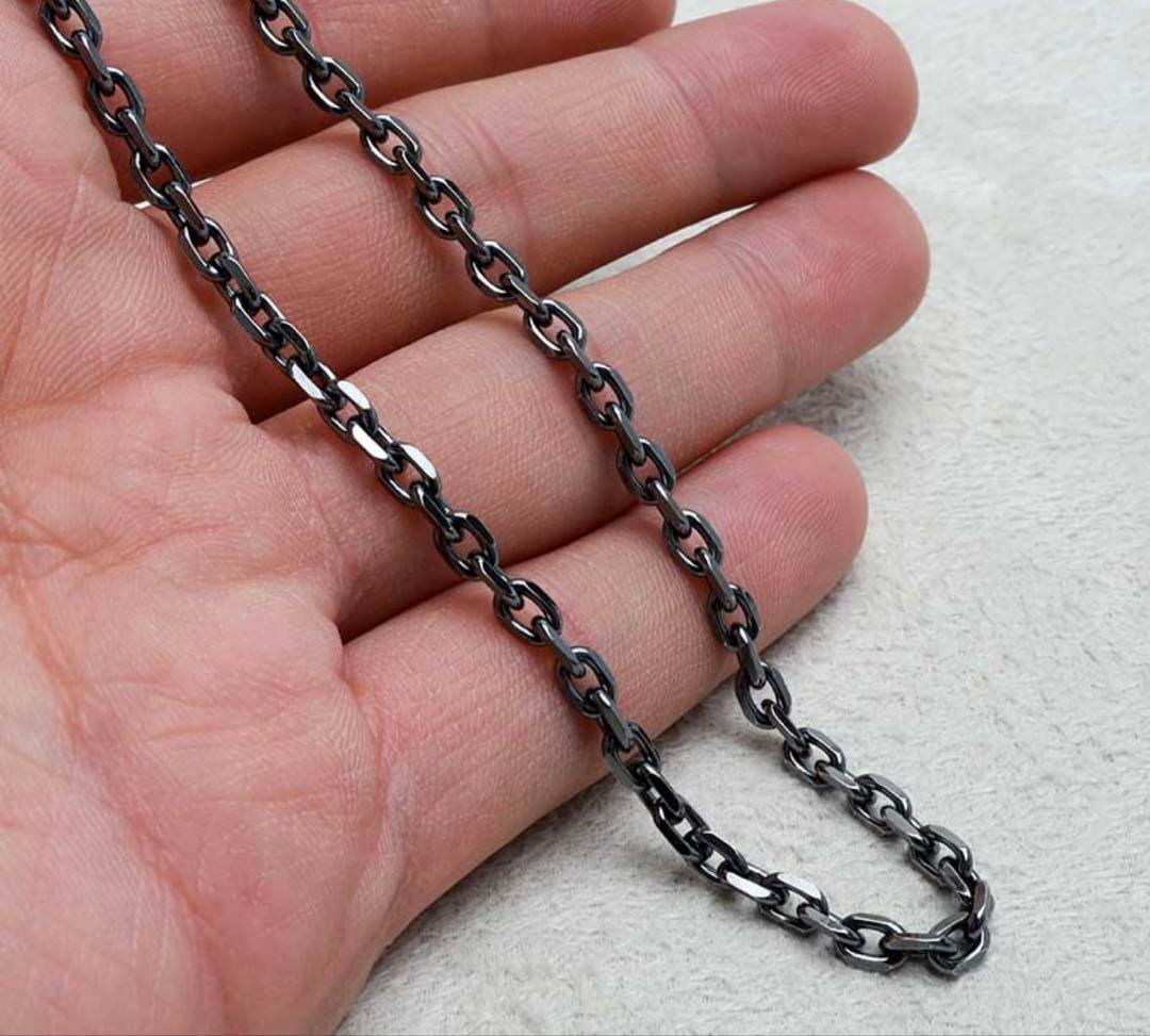 【美品】 あずきチェーン ネックレス シルバー925 燻し 5mm 50cm