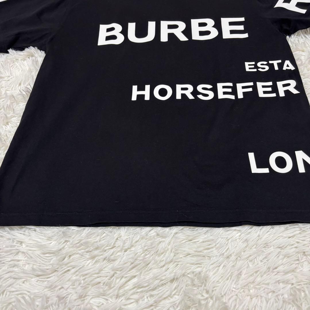 現行 人気 バーバリー ロゴ Tシャツ ホースフェリー 黒 Sオーバーサイズ