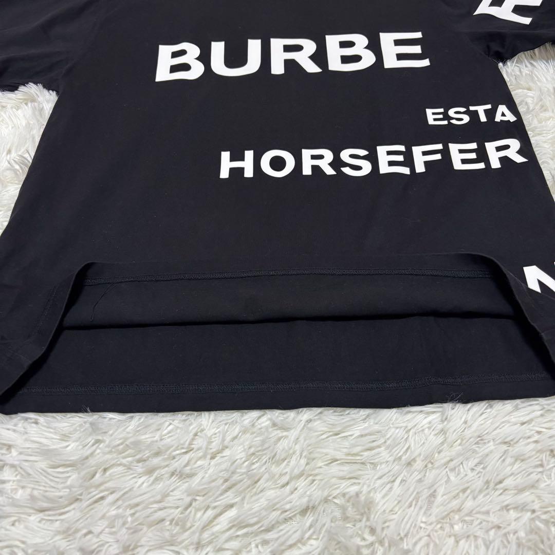 現行 人気 バーバリー ロゴ Tシャツ ホースフェリー 黒 Sオーバーサイズ