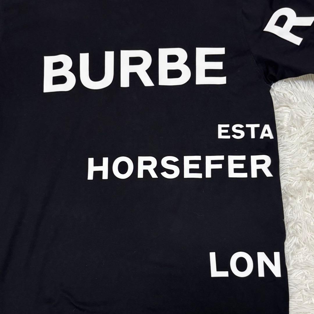 現行 人気 バーバリー ロゴ Tシャツ ホースフェリー 黒 Sオーバーサイズ