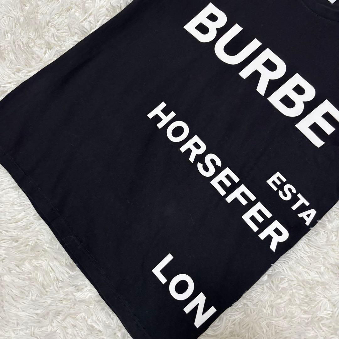 現行 人気 バーバリー ロゴ Tシャツ ホースフェリー 黒 Sオーバーサイズ