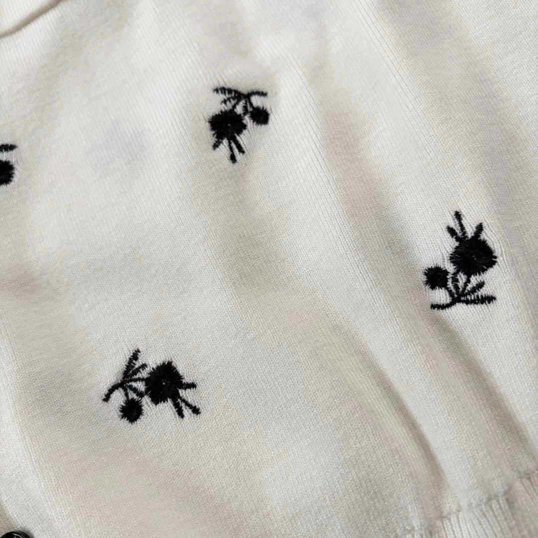 N.Natural Beauty Basicフラワー刺繍 ポケットカーディガン