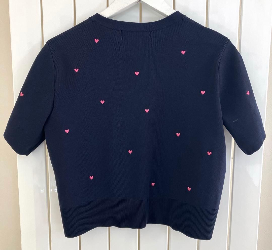 apuweiser-riche　ハート刺繍カラーカーデ　紺