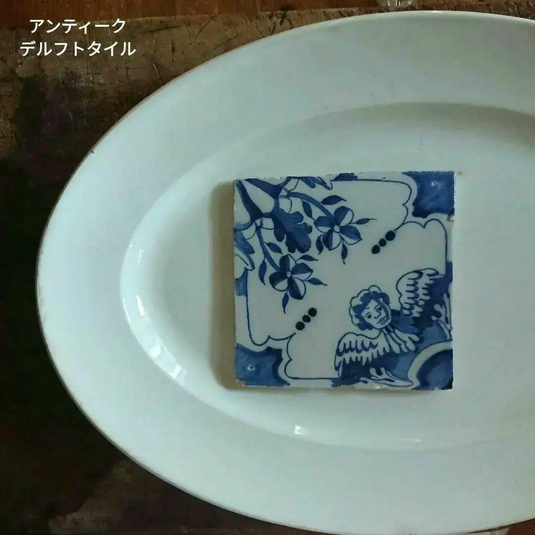 素敵な天使 アンティーク デルフト タイル 陶器 陶板 オランダ 古道具 骨董