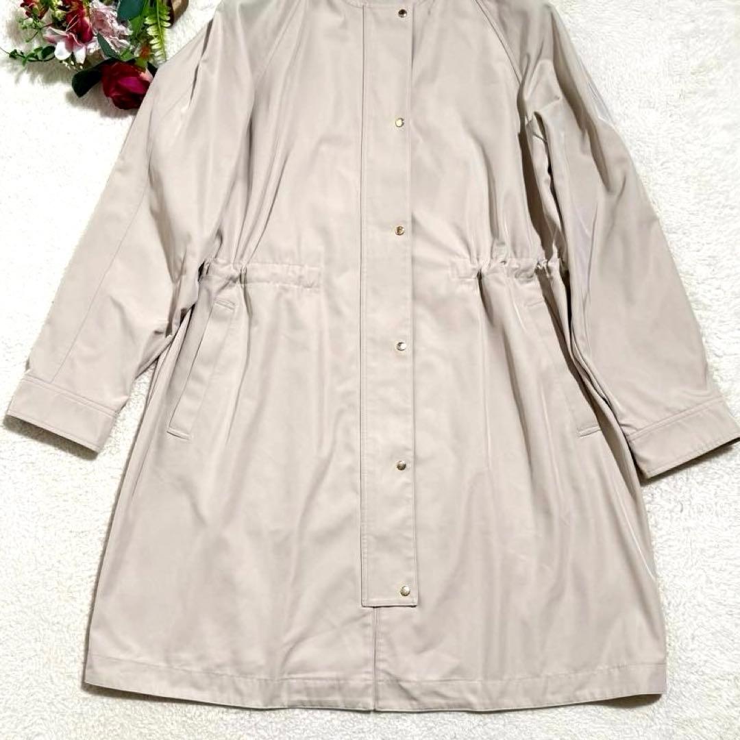 美品　23区 【撥水加工】ライトツイル ノーカラーコート　ベージュ　2024SS