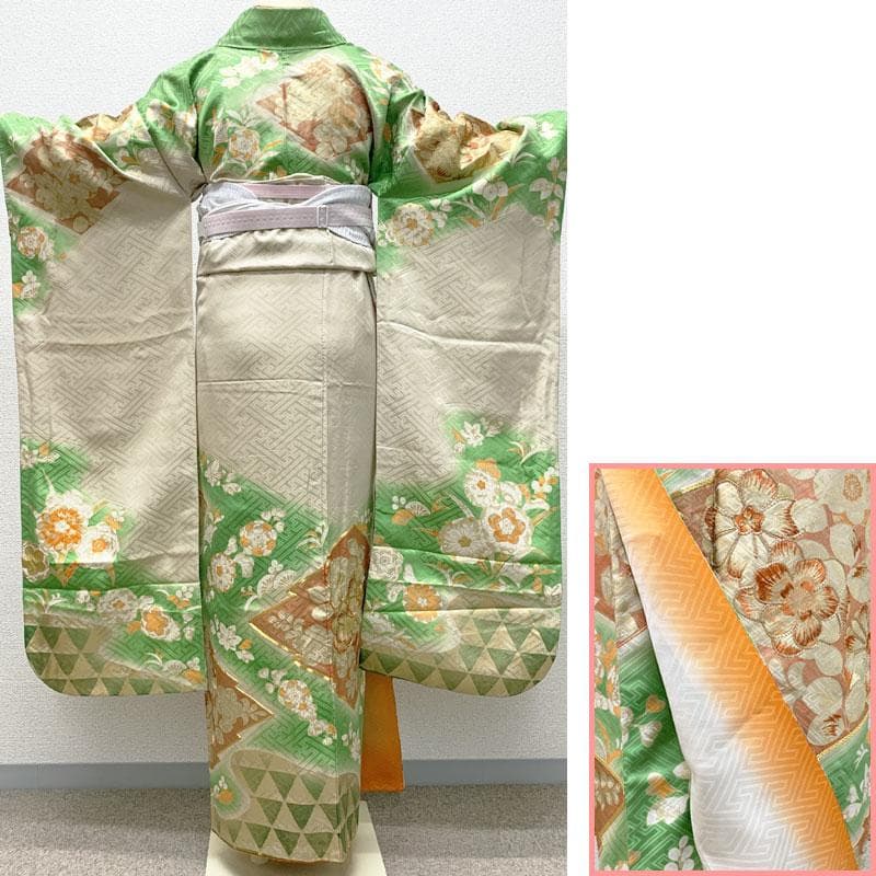 【売切値下げ】408z30☆アンティーク風 中振袖 金銀駒刺繍 成人式 結婚式