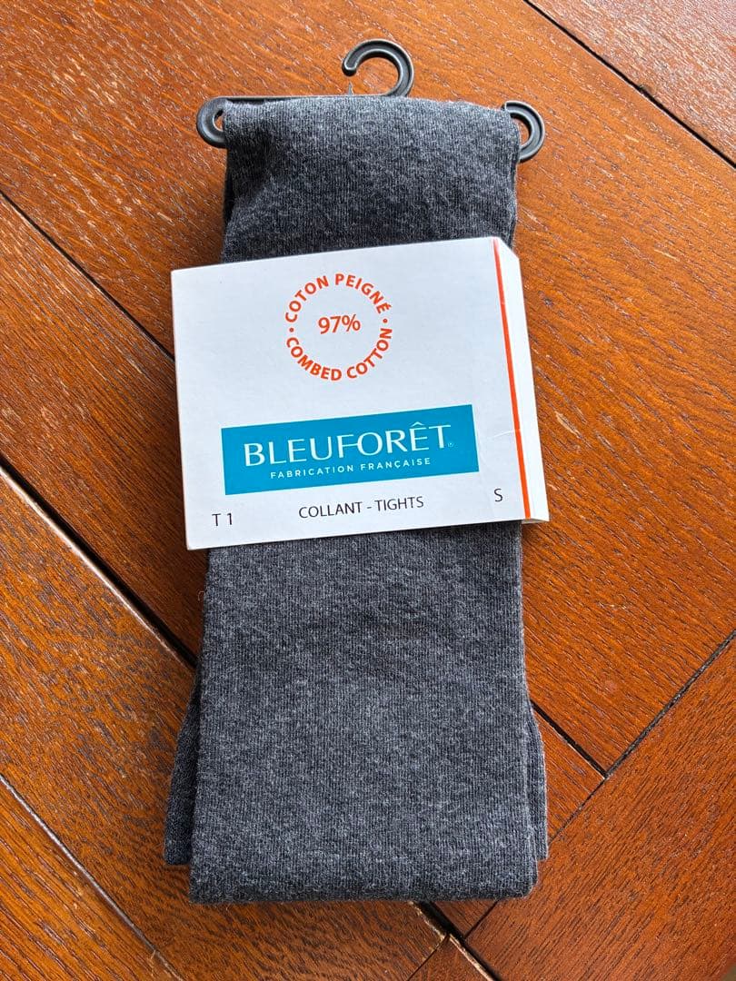 新品未使用 BLEU FORET コットン・ウールタイツ チャコールグレー2足