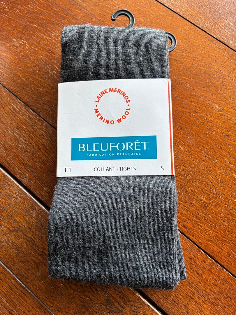 新品未使用 BLEU FORET コットン・ウールタイツ チャコールグレー2足