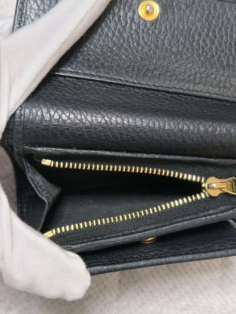 GUCCI レザー 三つ折り財布 グッチ GGマーモント ブラック