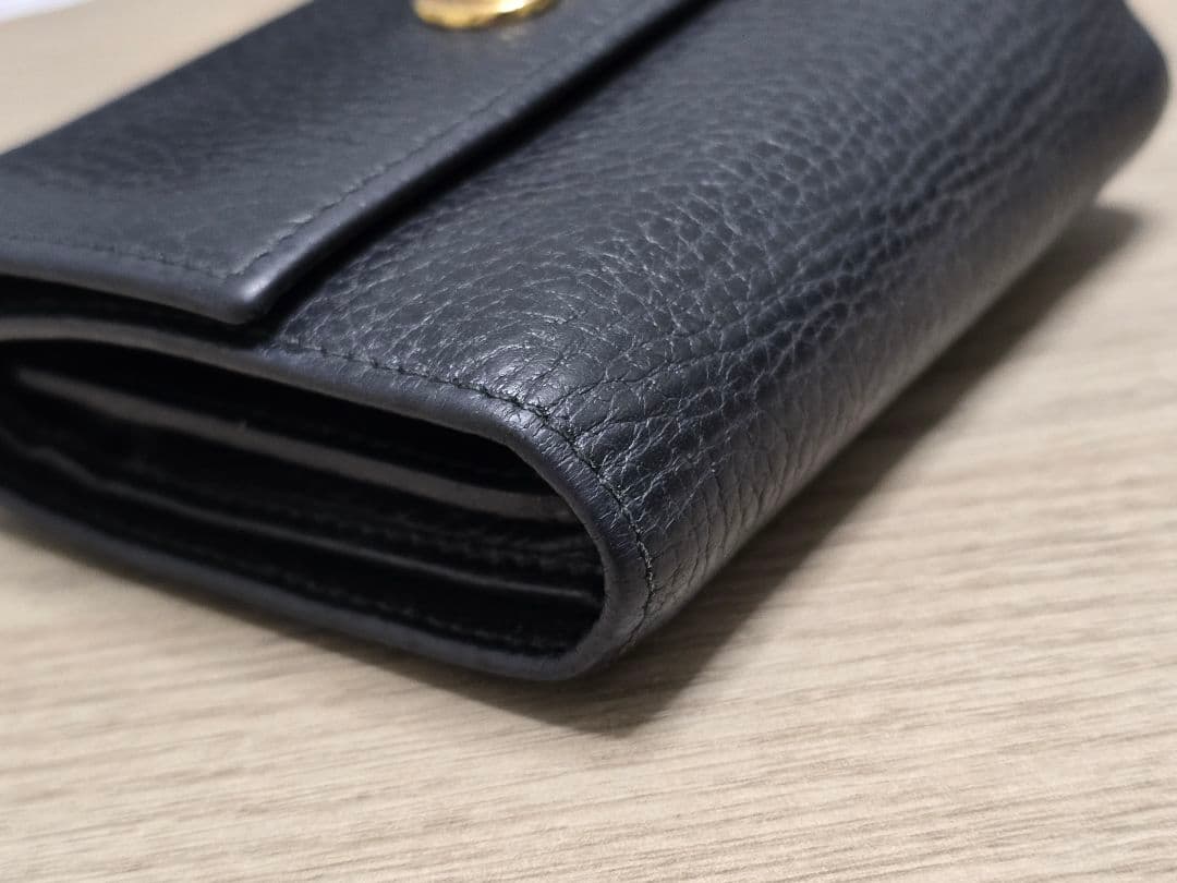 GUCCI レザー 三つ折り財布 グッチ GGマーモント ブラック