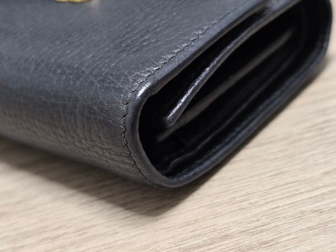 GUCCI レザー 三つ折り財布 グッチ GGマーモント ブラック