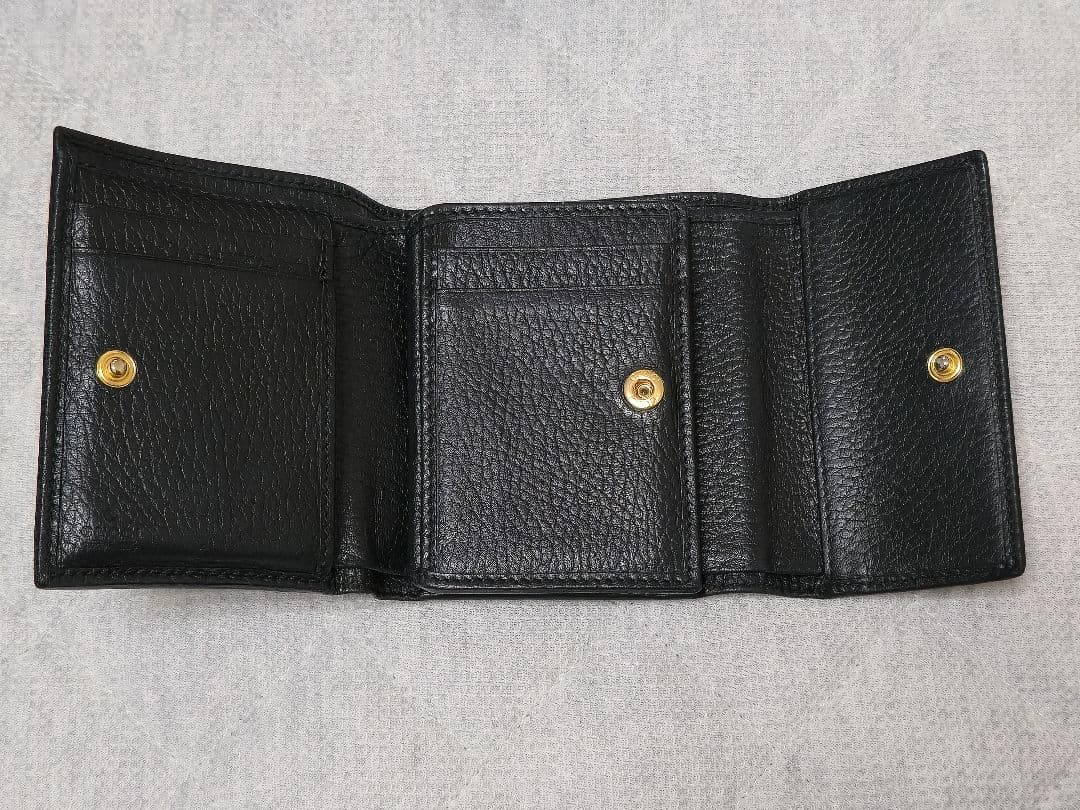 GUCCI レザー 三つ折り財布 グッチ GGマーモント ブラック