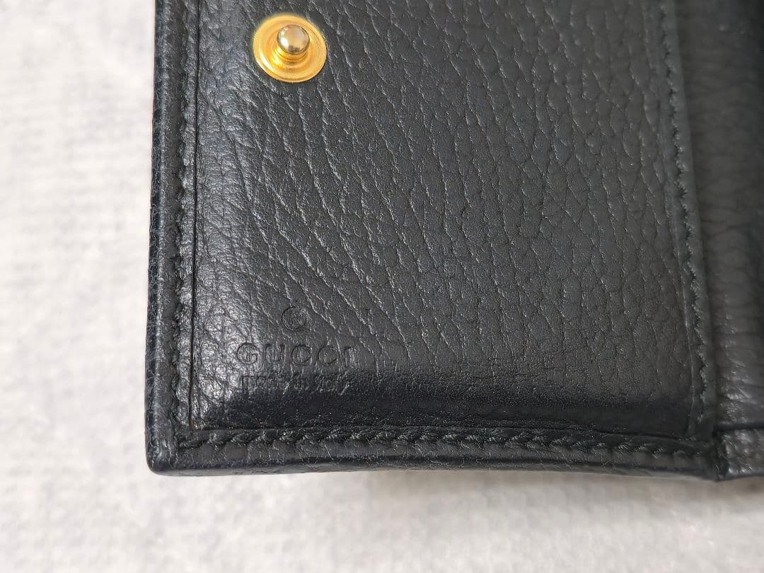GUCCI レザー 三つ折り財布 グッチ GGマーモント ブラック