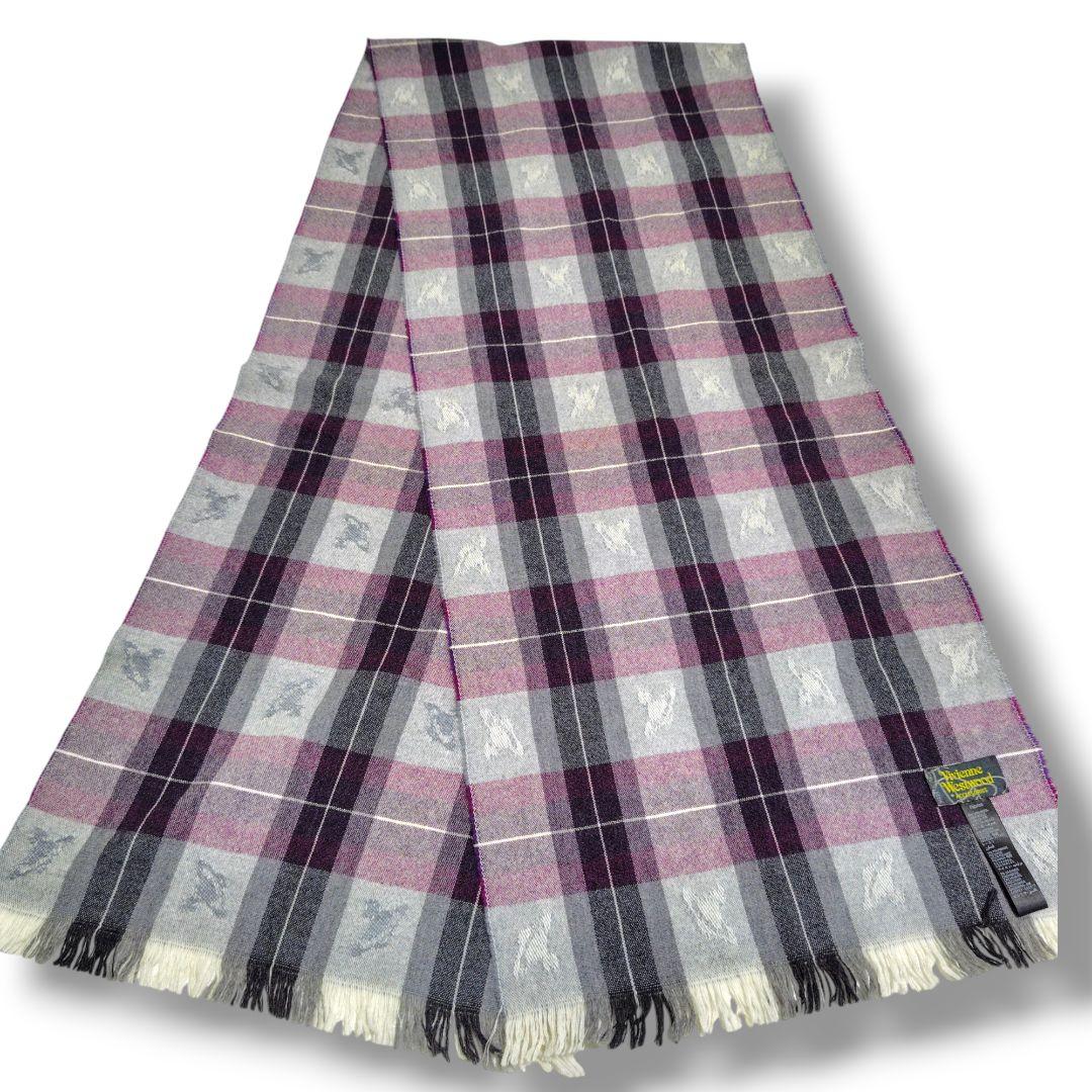 ヴィヴィアン カシミヤ混 Vivienne Westwood チェックマフラー
