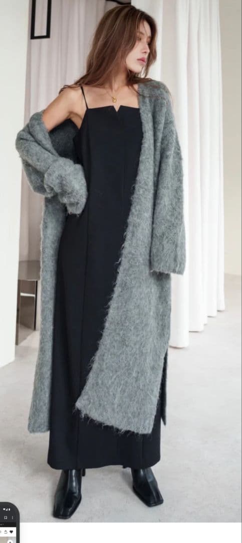 新品 タグ付き グラムリップス ウール ロングカーディガン グレー