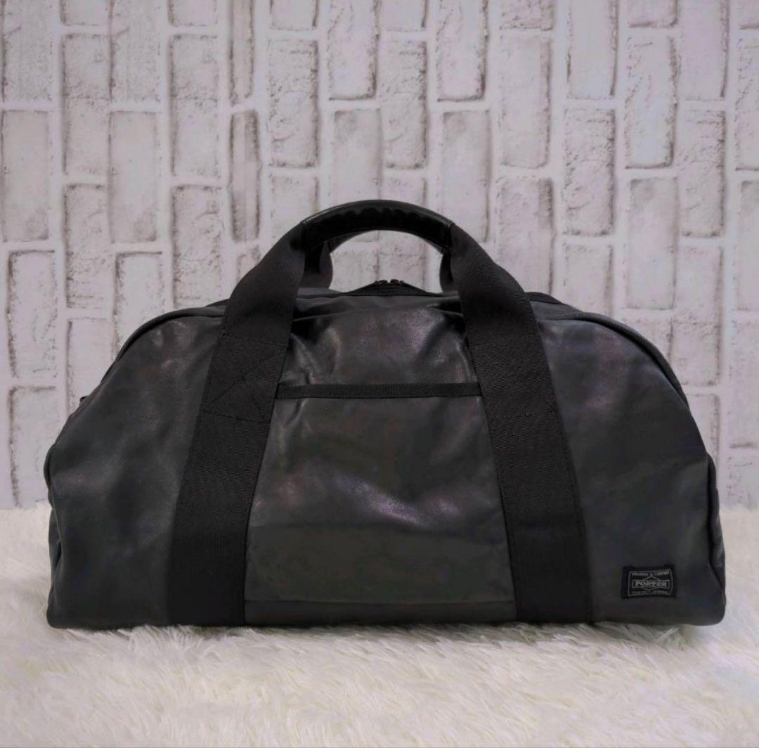 Porter ポーター　アルーフ　ボストンバッグ　2way　レザー　ブラック