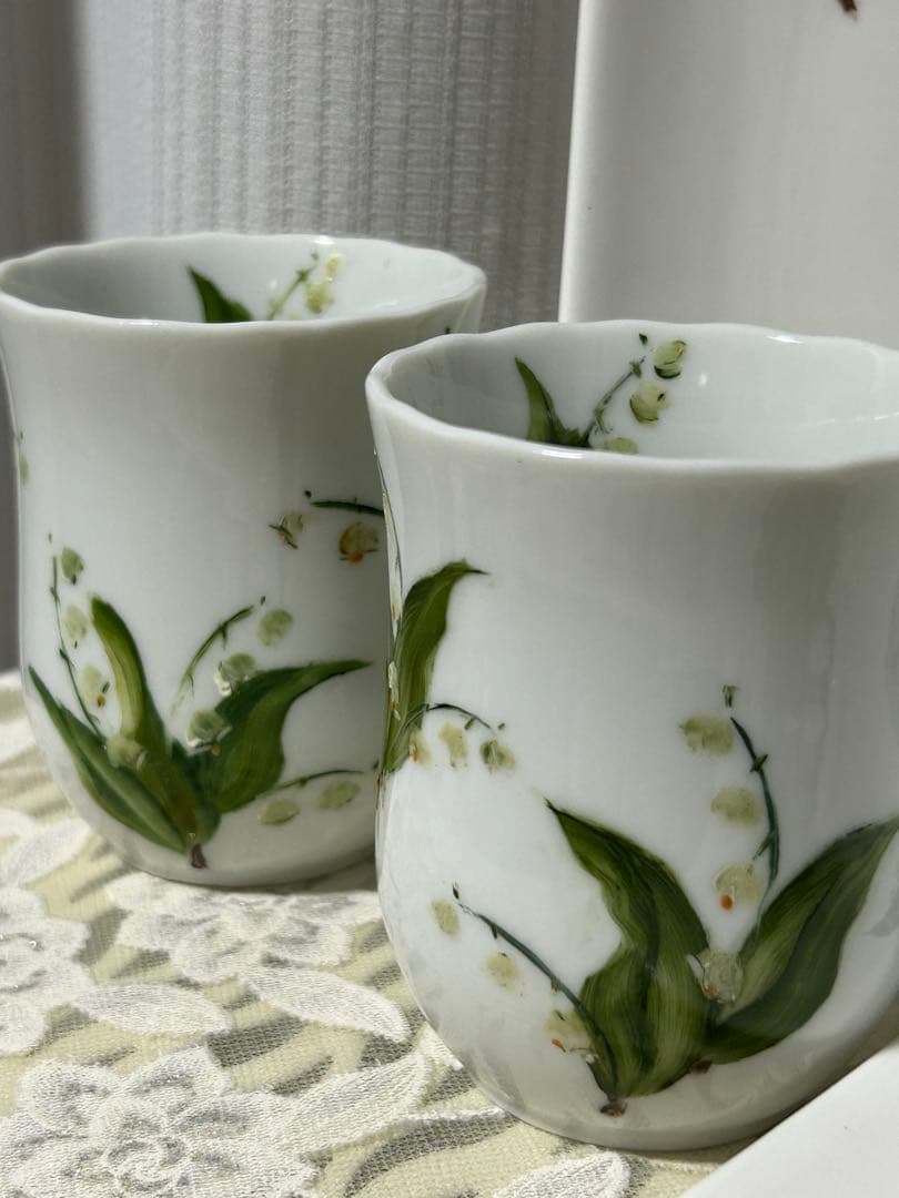 ❗️glass様ご注文　スズランの湯呑み　プレート　4点