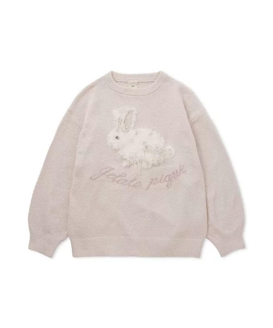 新品 ジェラートピケ ベビモコラビットジャガードプルオーバー ピンク