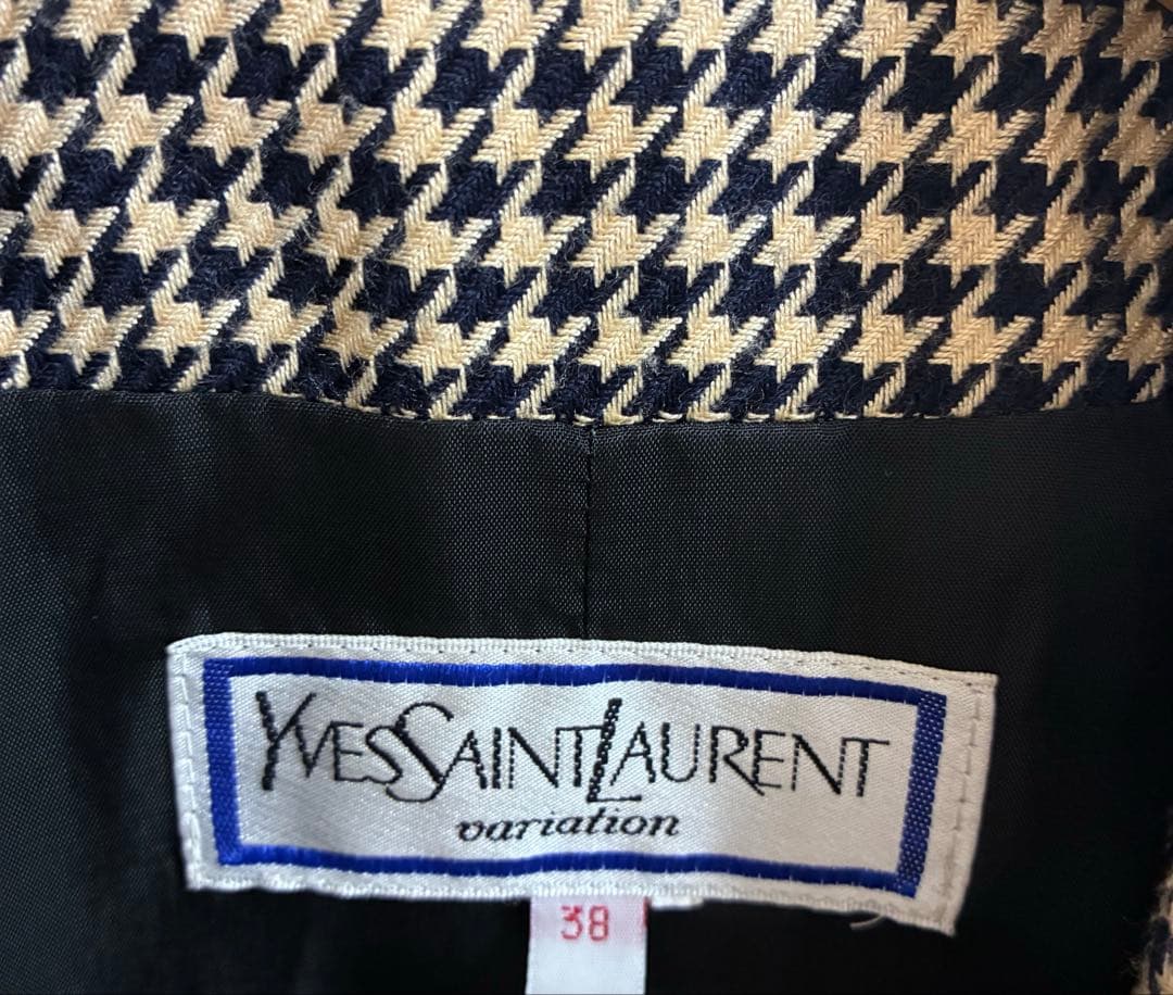 Yves Saint Laurent 千鳥格子 ダブルジャケットサイズ38