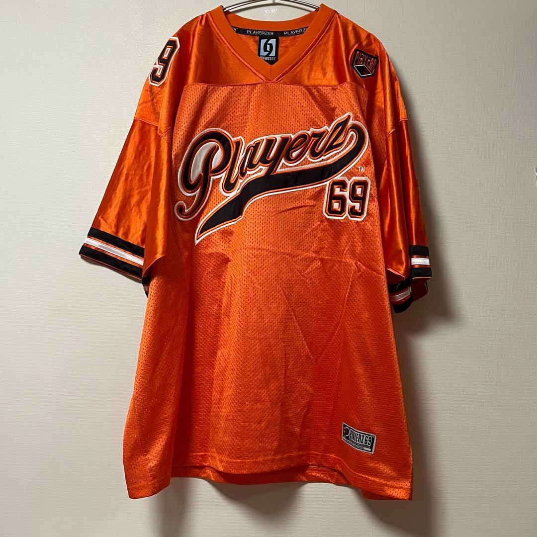 【Y2K】PLAYERZ69 アメフトジャージ 69 オレンジ 大きめ 2XL