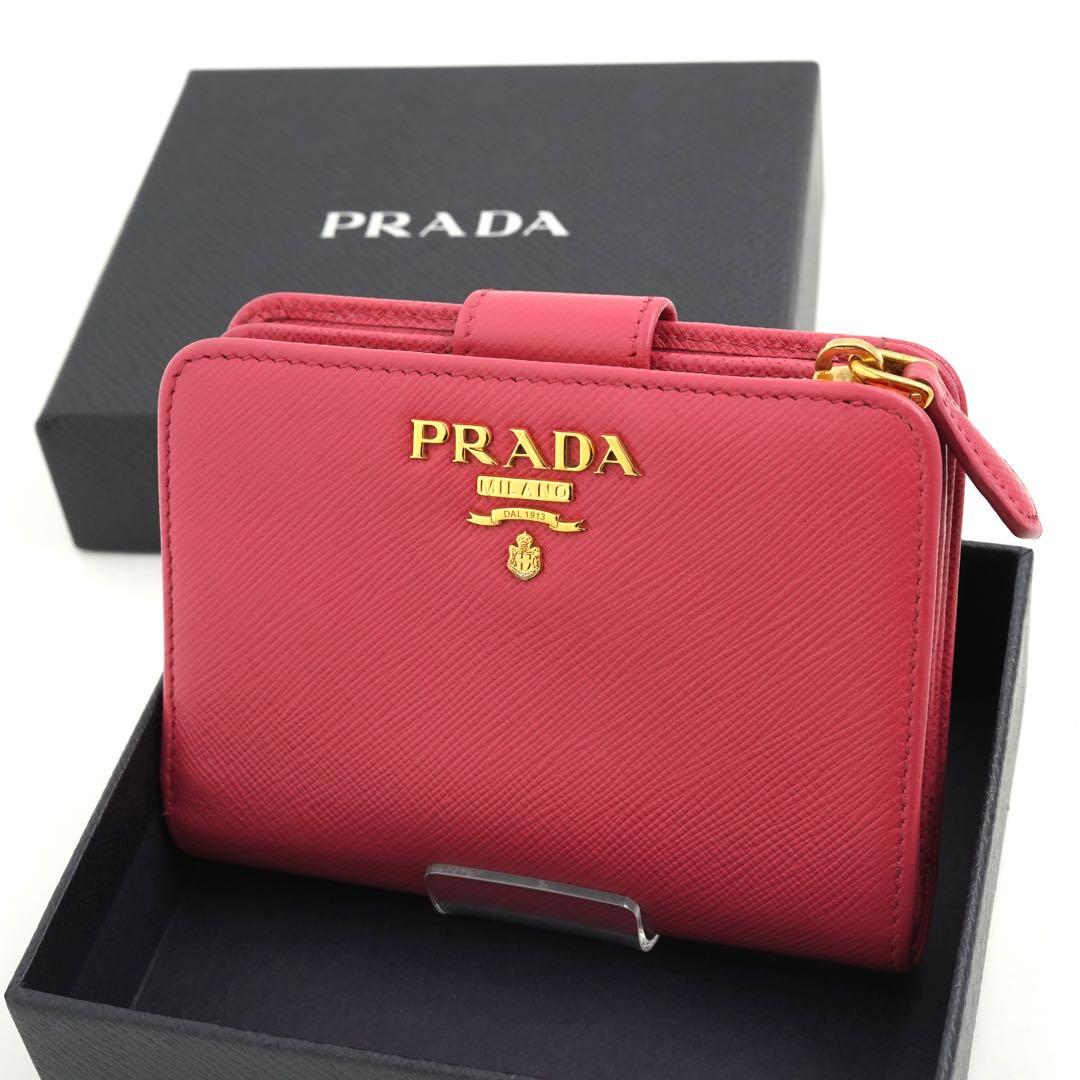 ✨未使用展示品・箱付き✨　PRADA ミニ財布　サフィアーノレザー　L字 ピンク