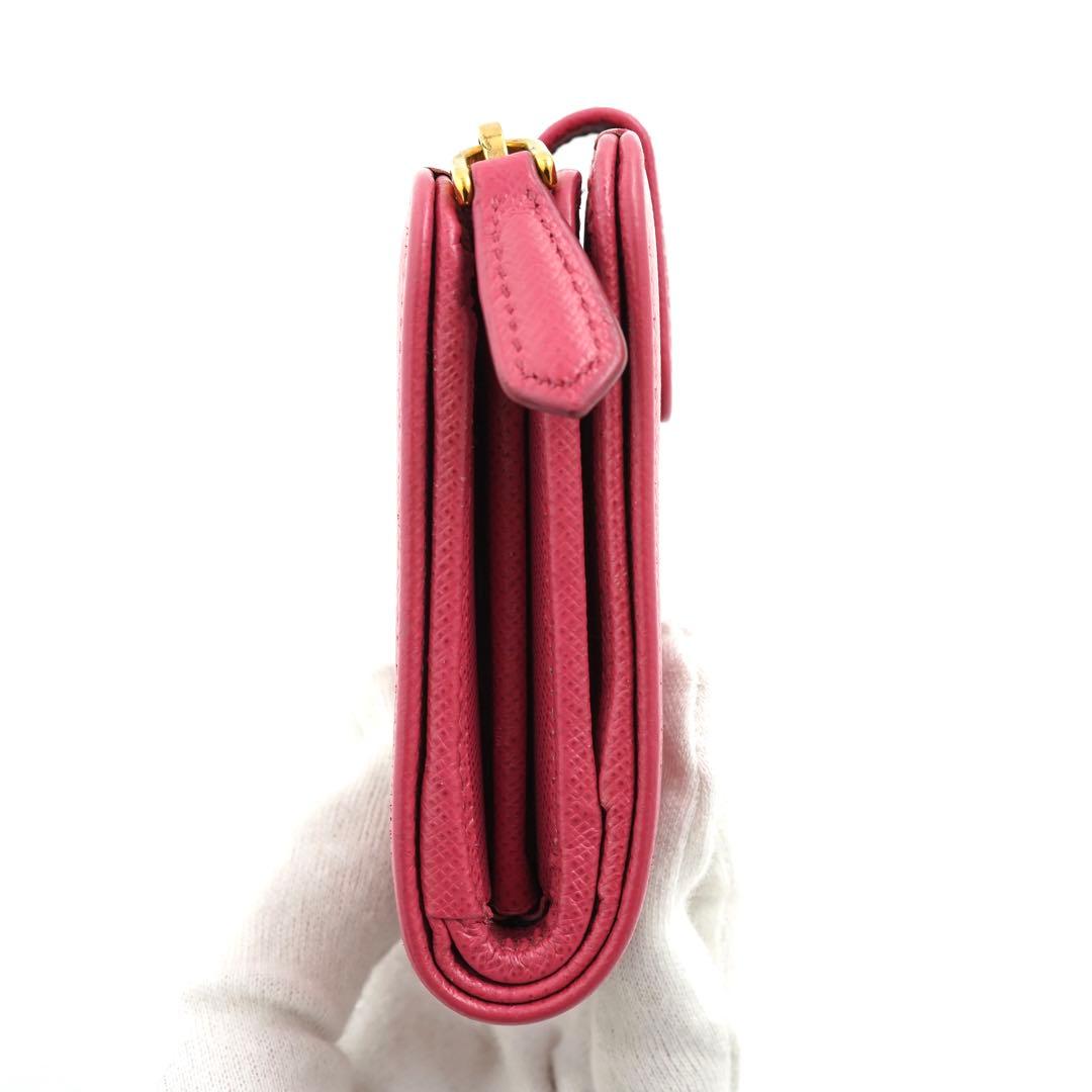 ✨未使用展示品・箱付き✨　PRADA ミニ財布　サフィアーノレザー　L字 ピンク