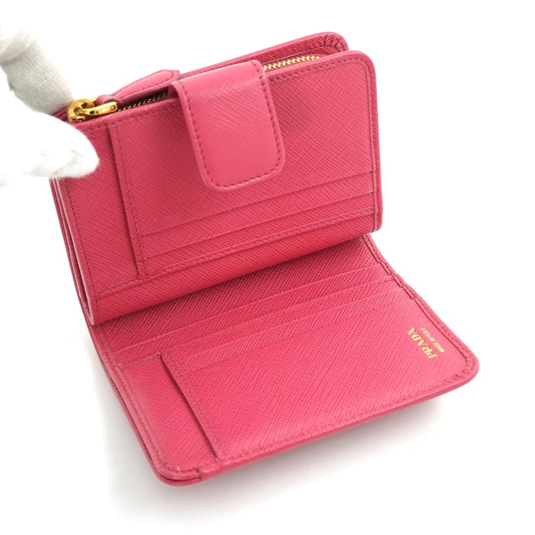 ✨未使用展示品・箱付き✨　PRADA ミニ財布　サフィアーノレザー　L字 ピンク
